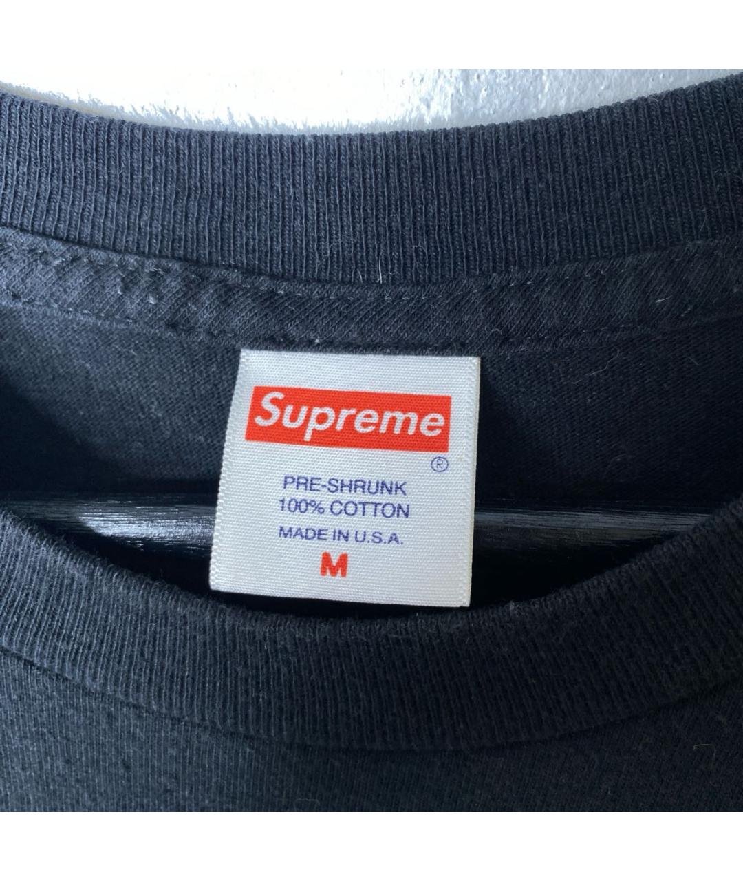SUPREME Черная хлопковая футболка, фото 6