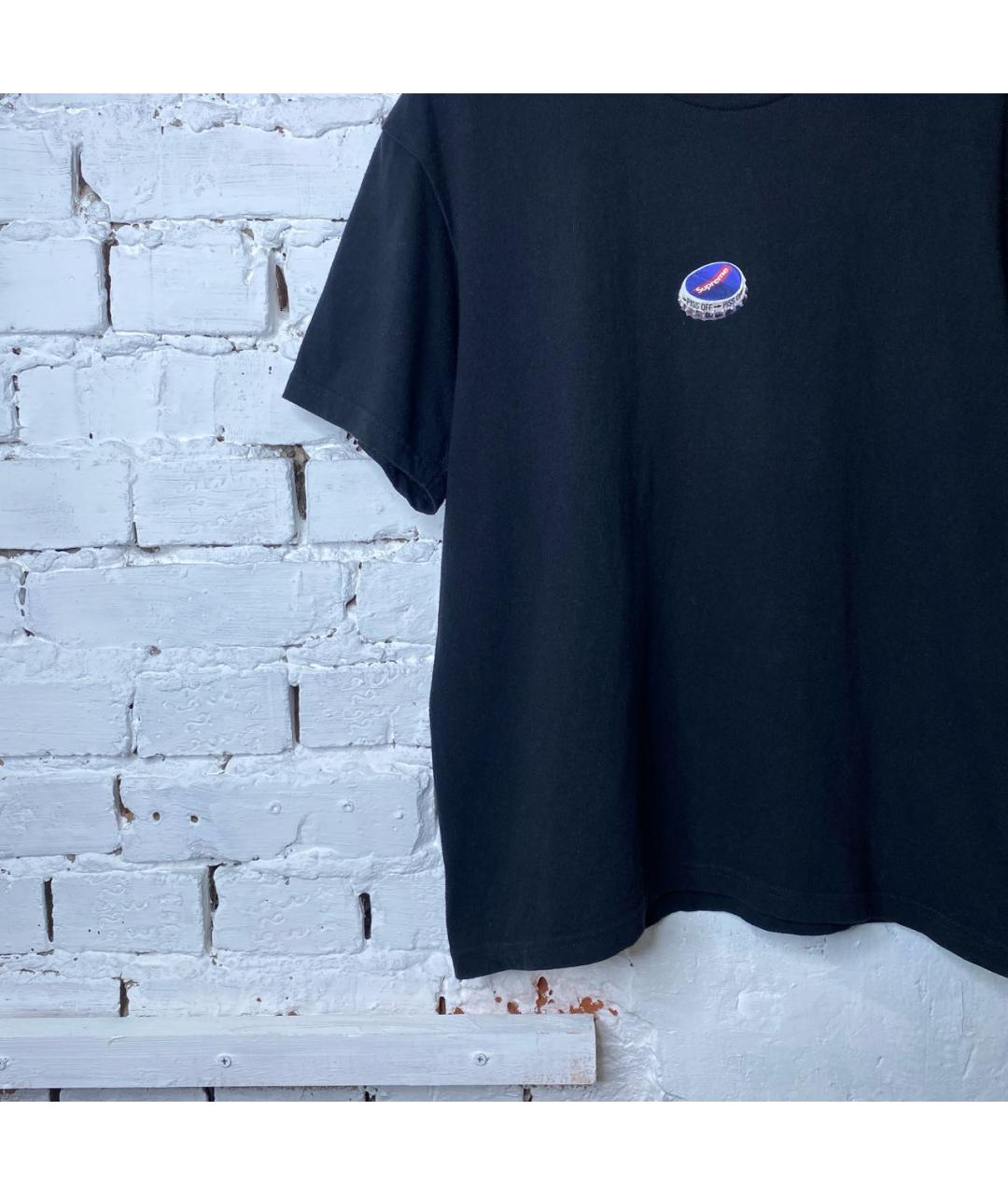 SUPREME Черная хлопковая футболка, фото 3