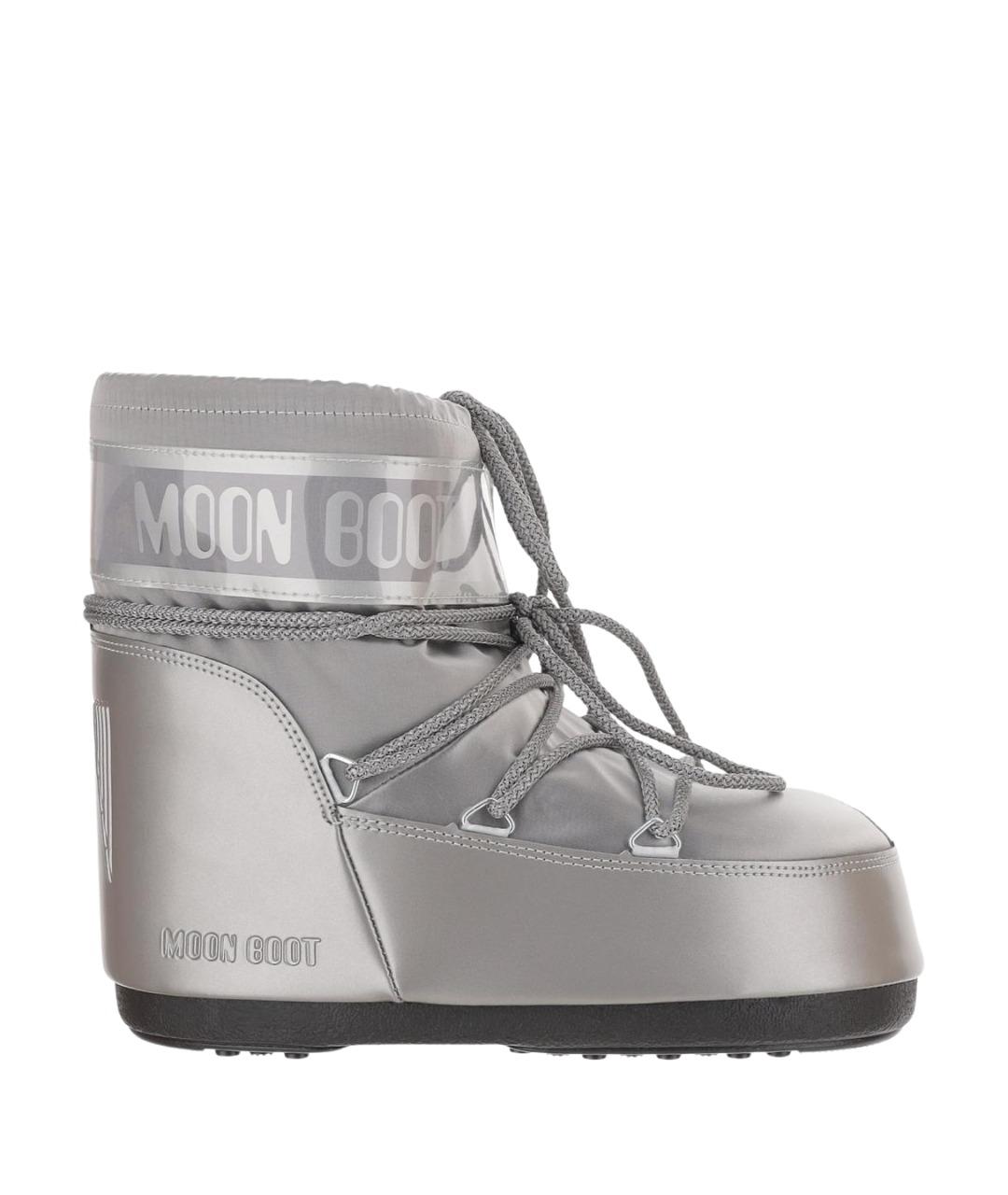 MOON BOOT Серебряные синтетические ботинки, фото 1