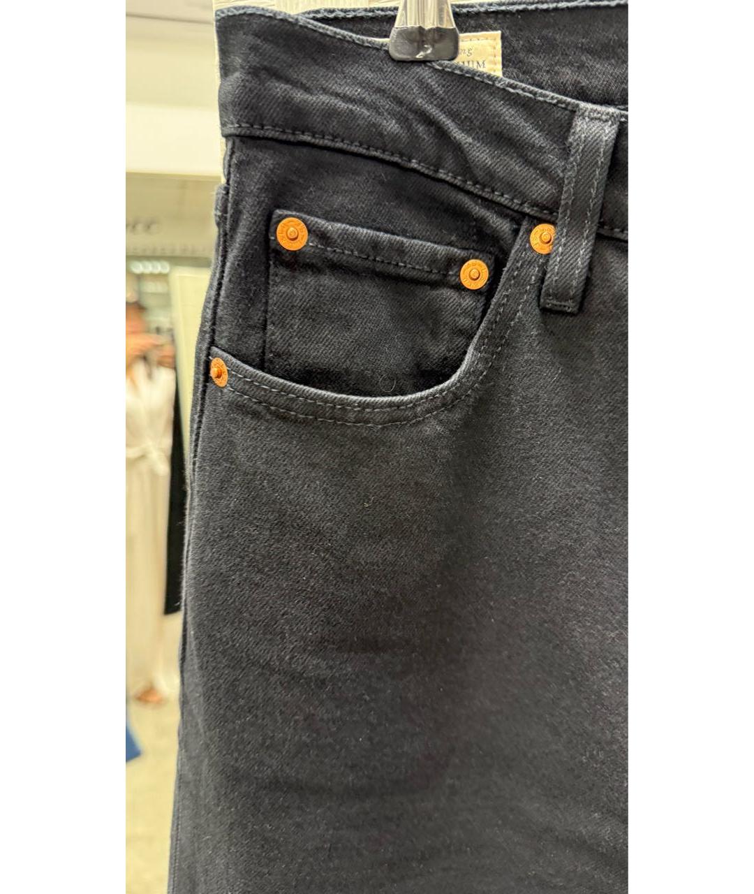 LEVI'S Черные хлопко-эластановые прямые джинсы, фото 3