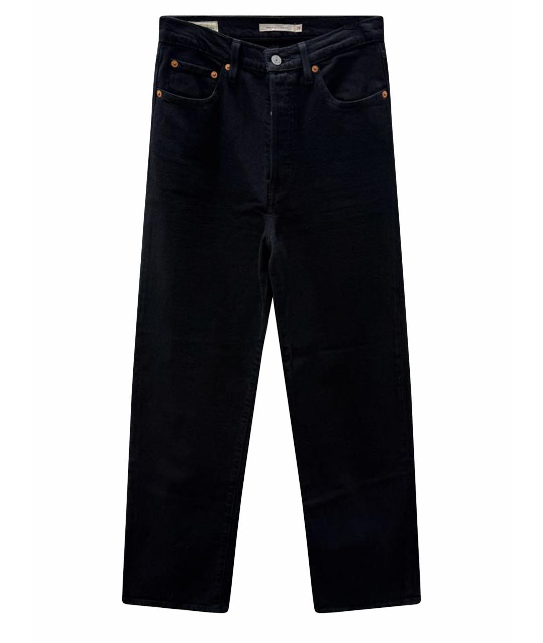 LEVI'S Черные хлопко-эластановые прямые джинсы, фото 1