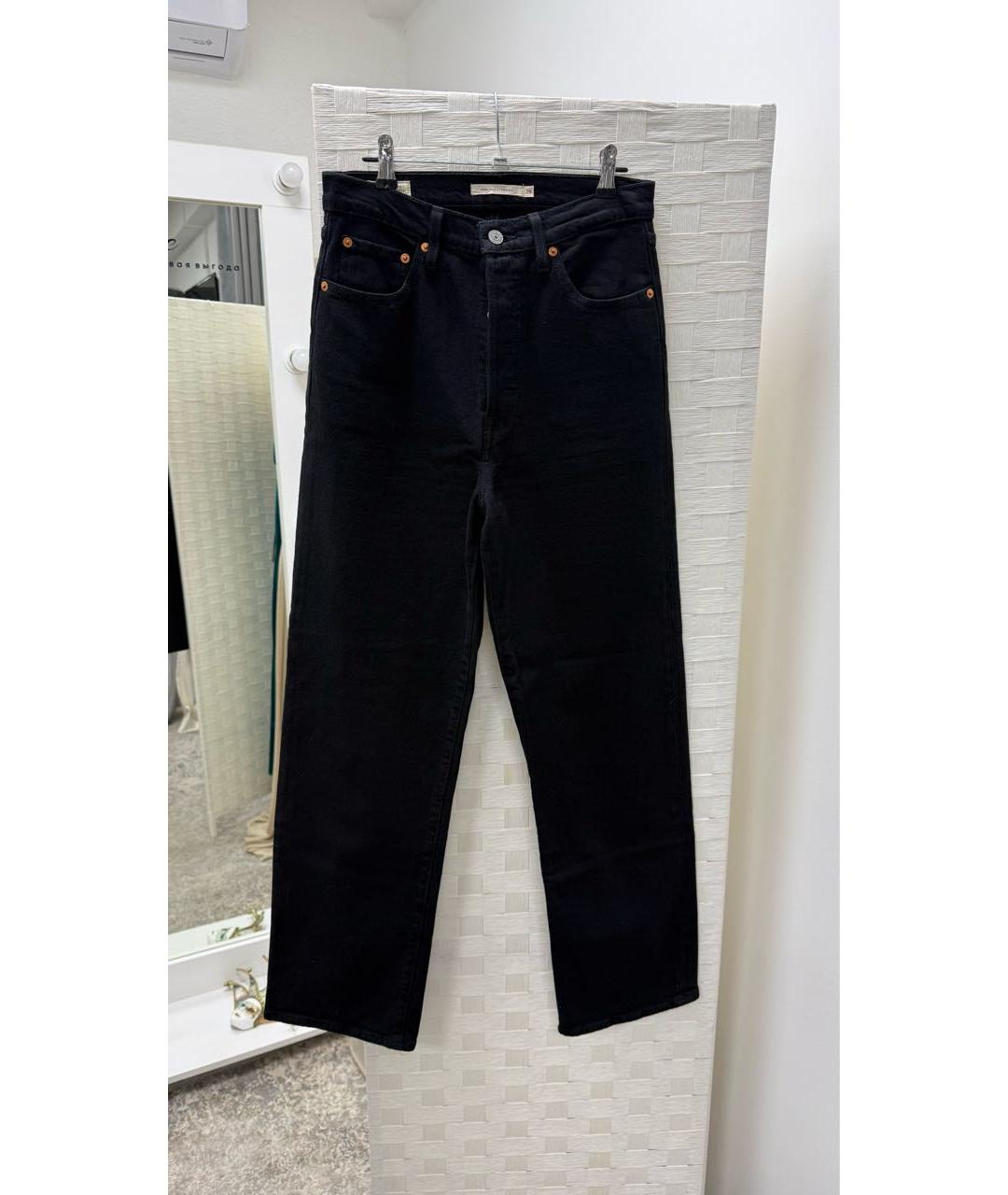 LEVI'S Черные хлопко-эластановые прямые джинсы, фото 6