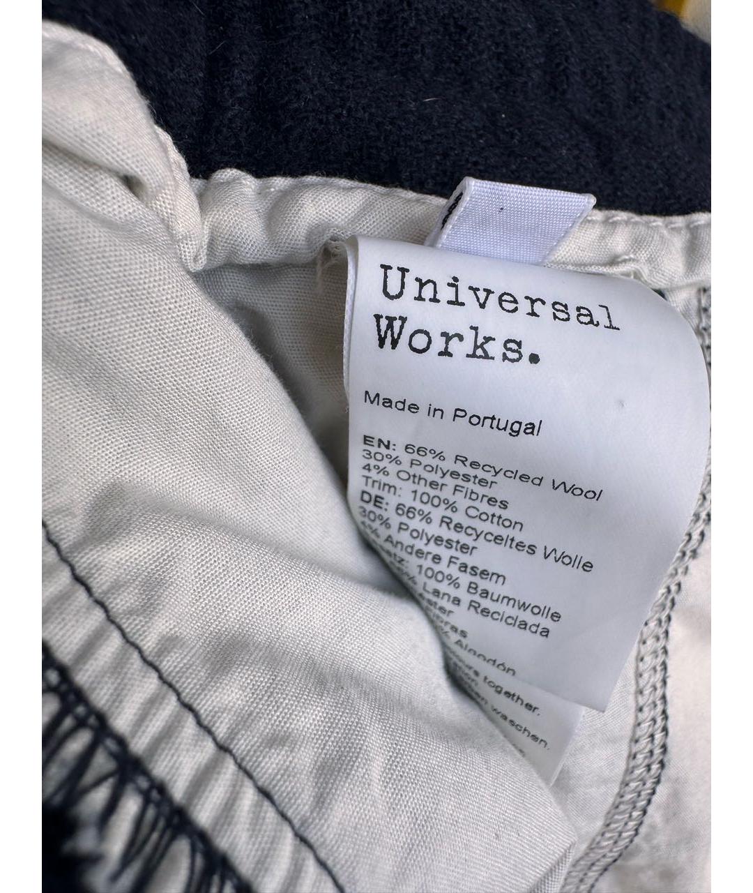 UNIVERSAL WORKS Темно-синие шерстяные повседневные брюки, фото 5