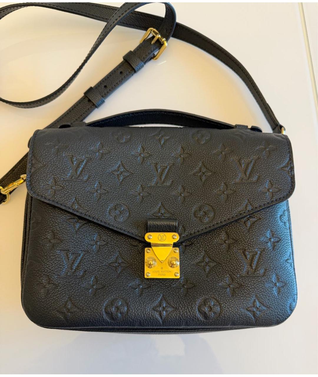 LOUIS VUITTON Черная кожаная сумка через плечо, фото 9