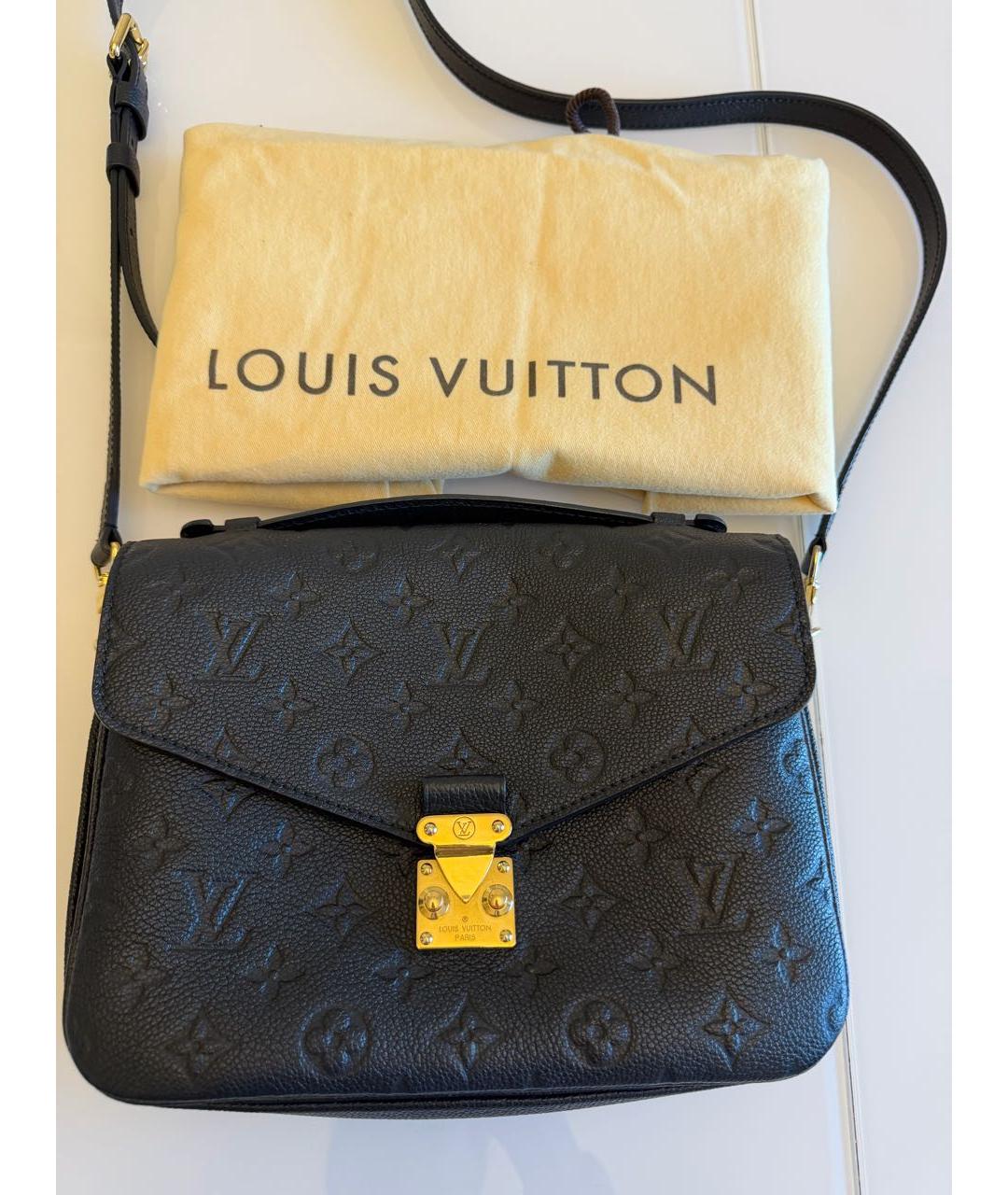 LOUIS VUITTON Черная кожаная сумка через плечо, фото 7