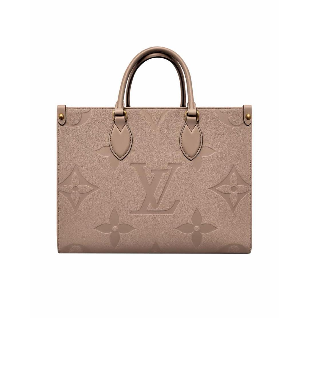 LOUIS VUITTON Бежевая кожаная сумка тоут, фото 9
