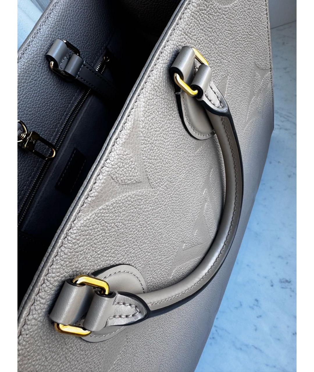 LOUIS VUITTON Бежевая кожаная сумка тоут, фото 7