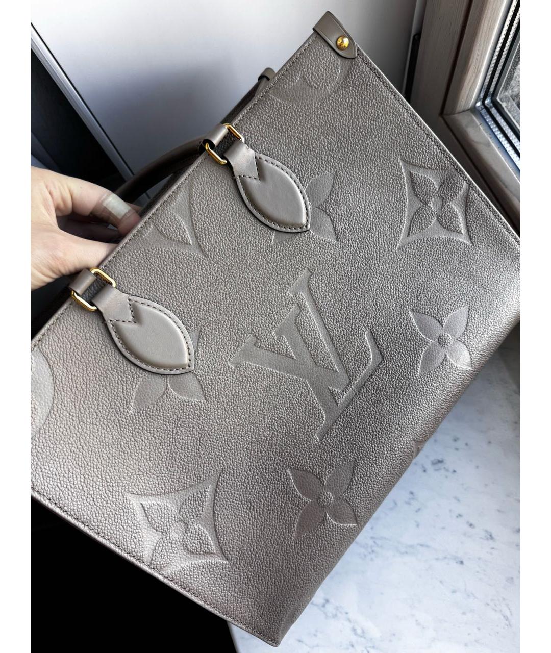 LOUIS VUITTON Бежевая кожаная сумка тоут, фото 3