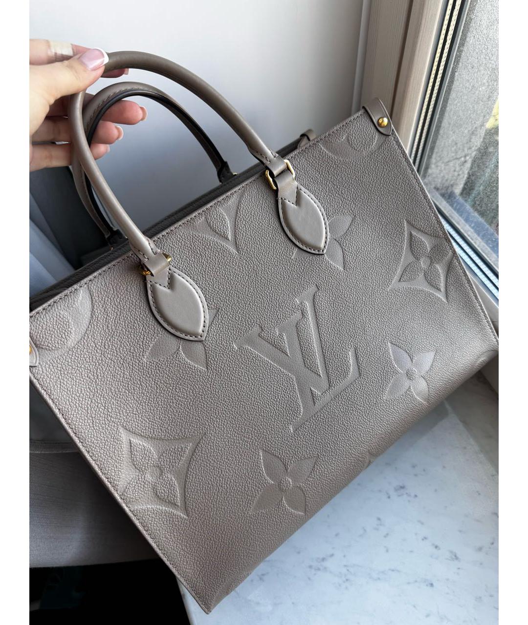 LOUIS VUITTON Бежевая кожаная сумка тоут, фото 2