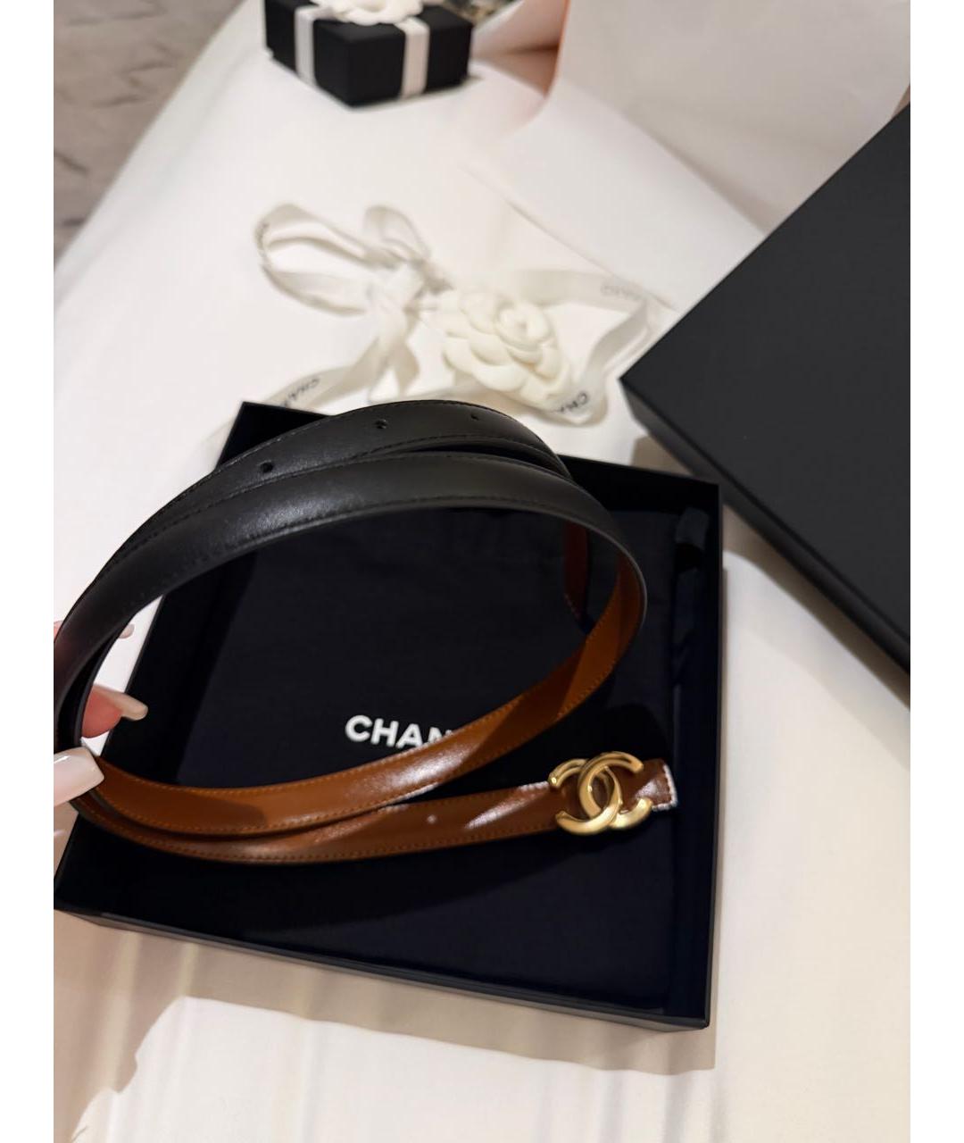 CHANEL Черный кожаный ремень, фото 5