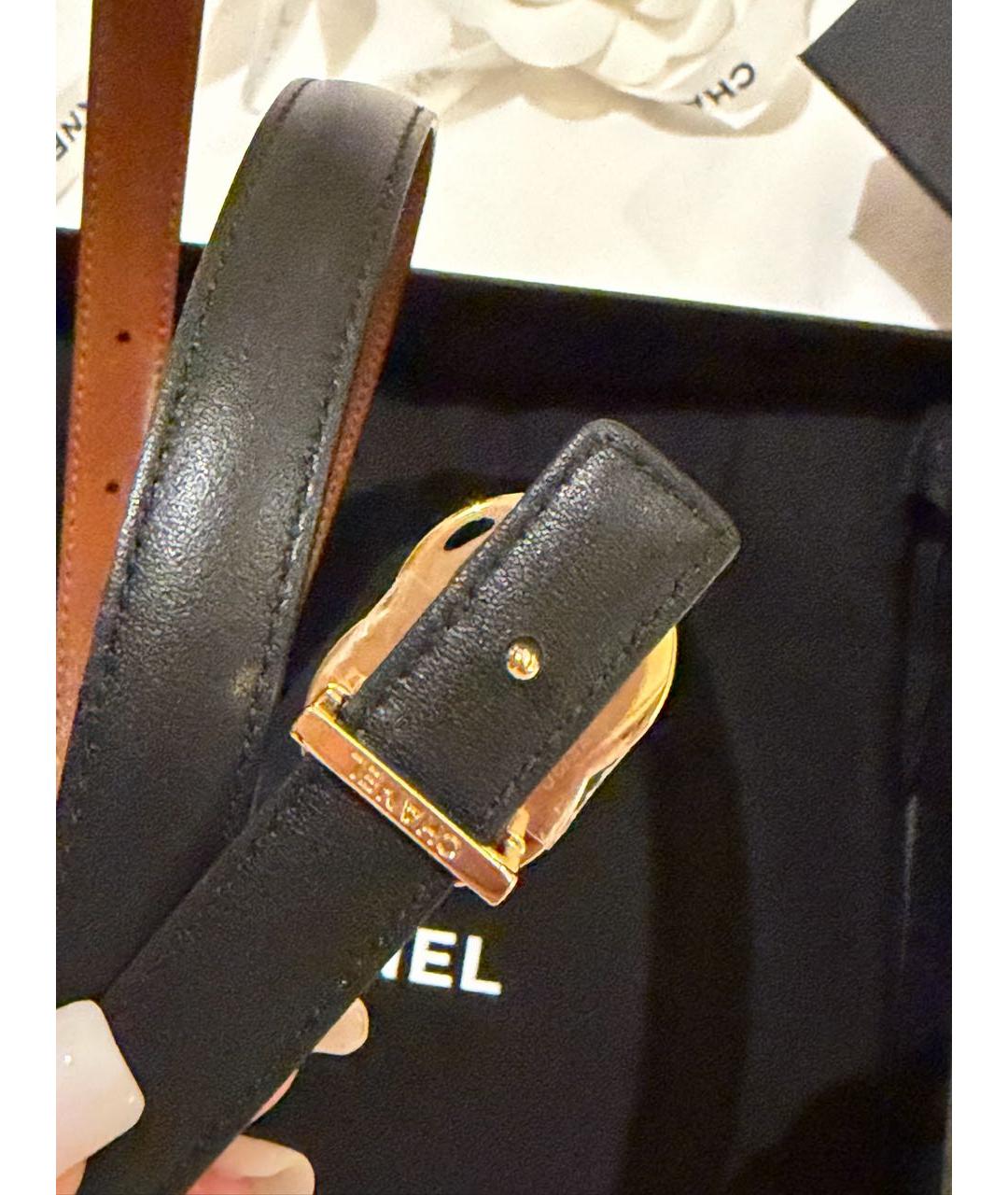 CHANEL Черный кожаный ремень, фото 4