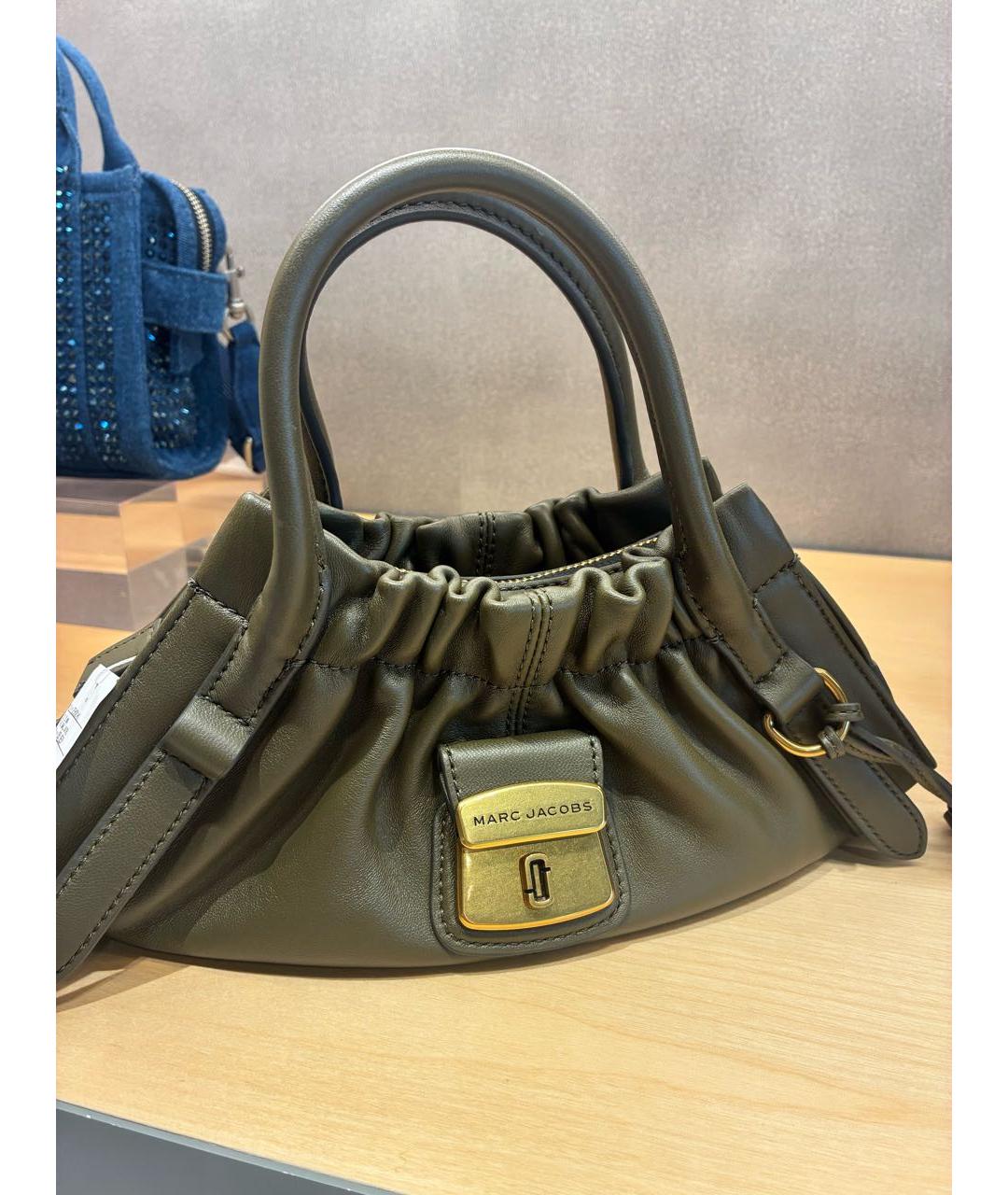 MARC JACOBS Хаки кожаная сумка с короткими ручками, фото 8