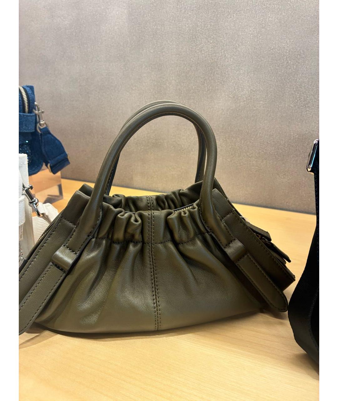 MARC JACOBS Хаки кожаная сумка с короткими ручками, фото 3