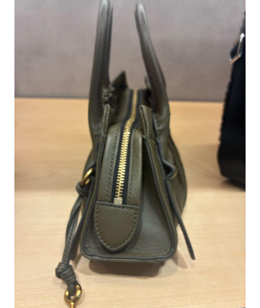MARC JACOBS Хаки кожаная сумка с короткими ручками, фото 6