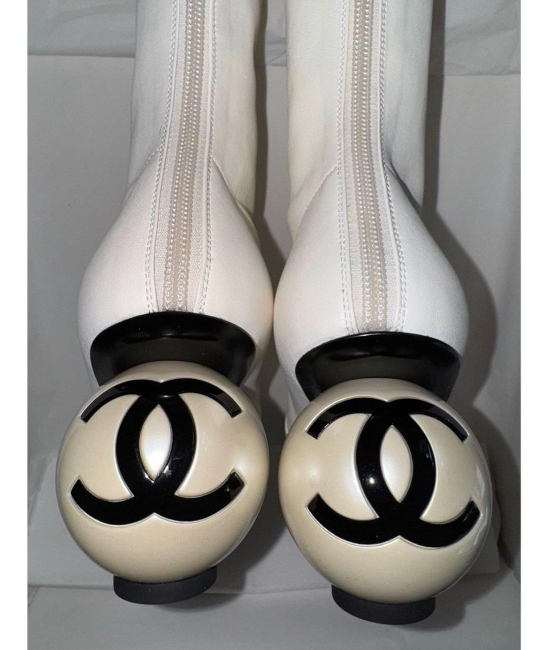 CHANEL Белые кожаные ботильоны, фото 2