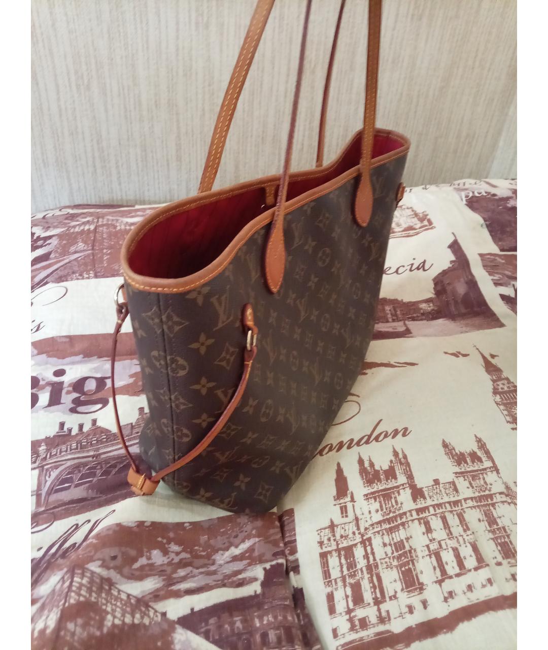 LOUIS VUITTON Коричневая сумка тоут из канвы, фото 3