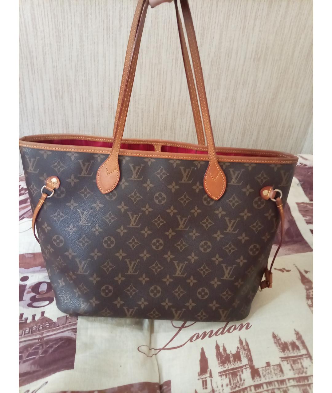 LOUIS VUITTON Коричневая сумка тоут из канвы, фото 8