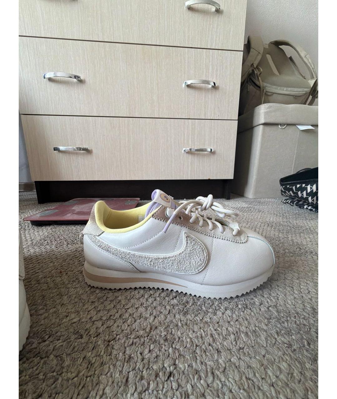 NIKE Бежевые кожаные кроссовки, фото 5