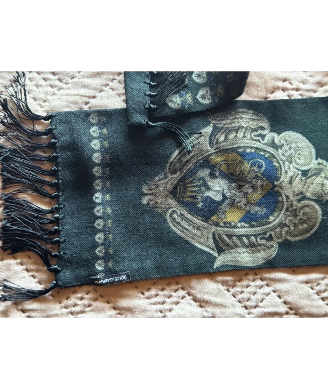 DOLCE&GABBANA Черный шерстяной шарф, фото 4