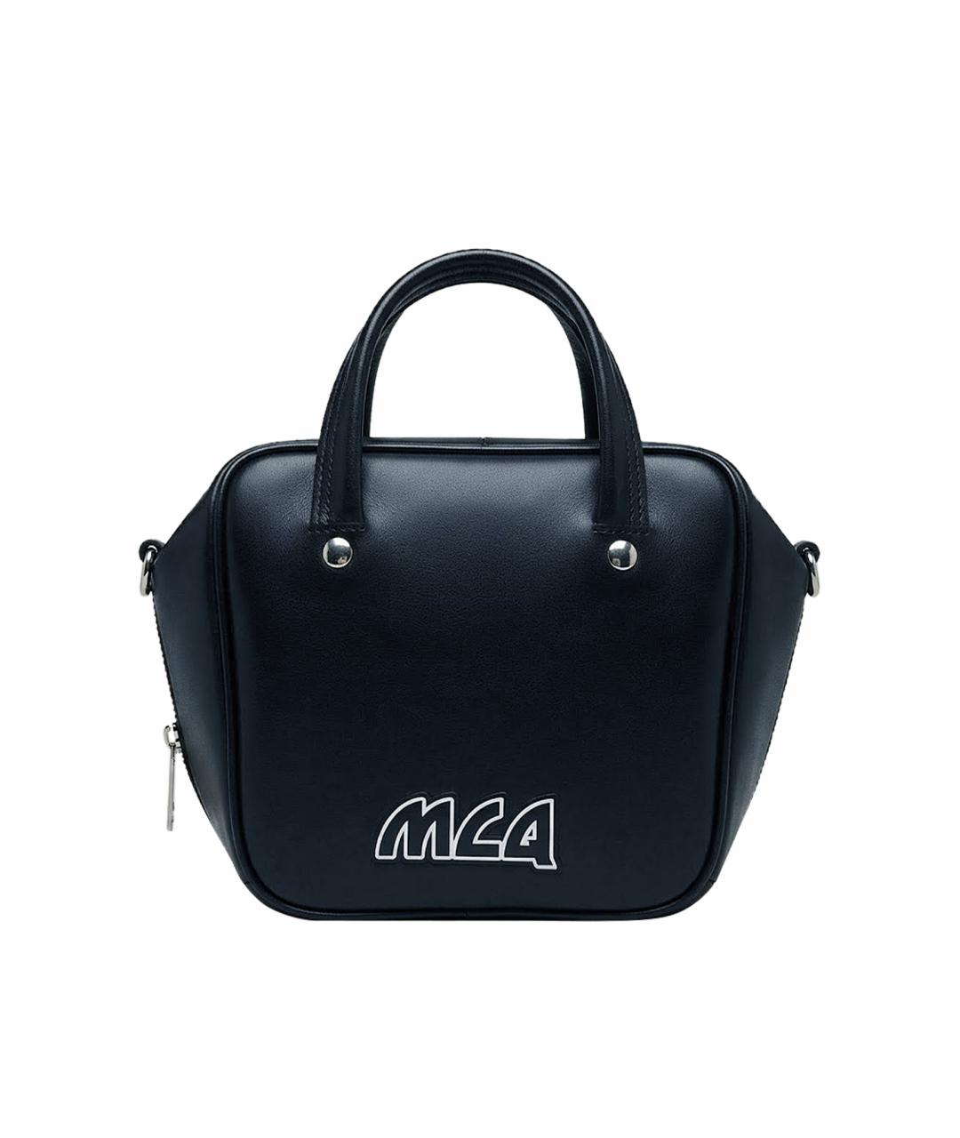 ALEXANDER MCQUEEN Черная кожаная сумка с короткими ручками, фото 1