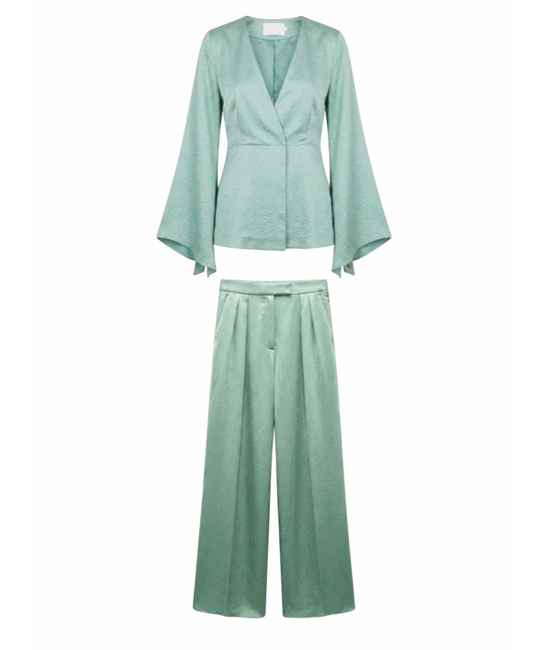 MAX MARA Бирюзовый шелковый костюм с брюками, фото 7
