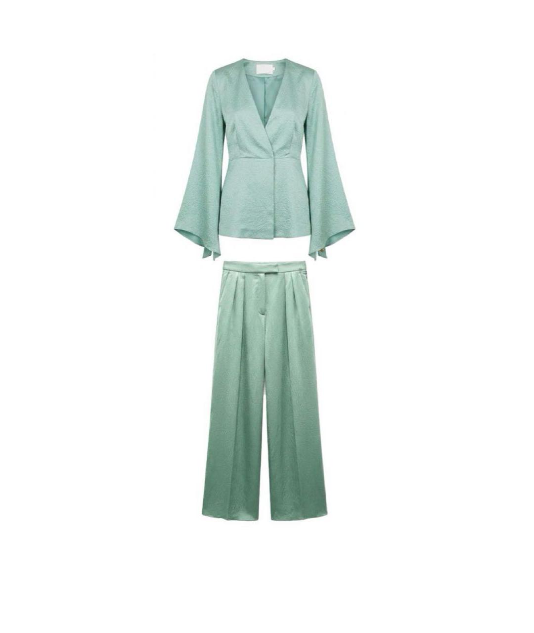 MAX MARA Бирюзовый шелковый костюм с брюками, фото 6