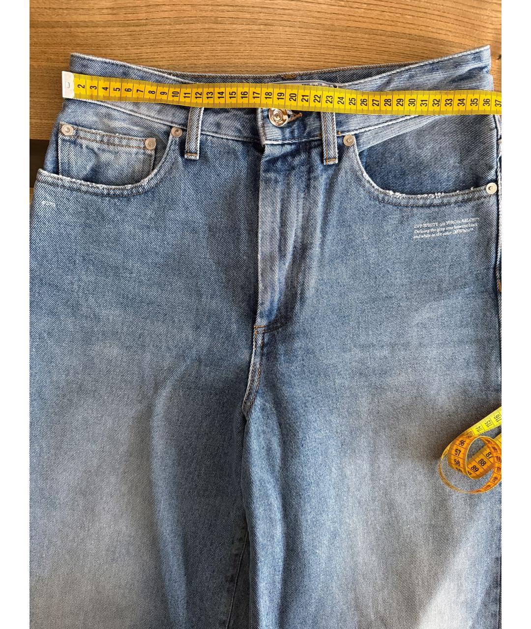 OFF-WHITE Синие хлопковые прямые джинсы, фото 6
