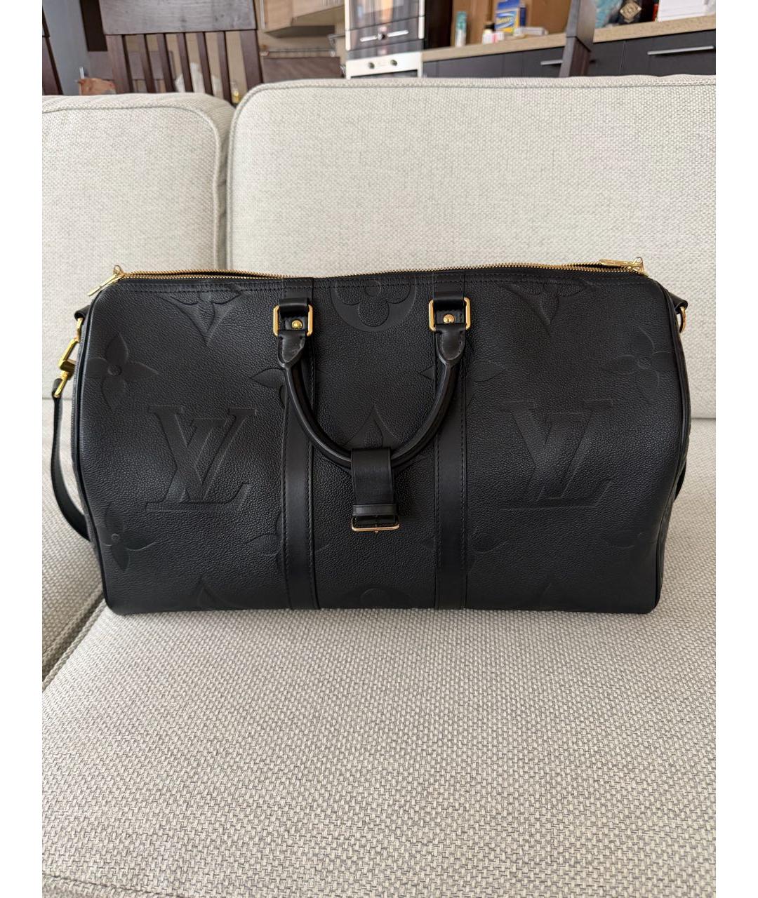 LOUIS VUITTON Черная кожаная дорожная/спортивная сумка, фото 5