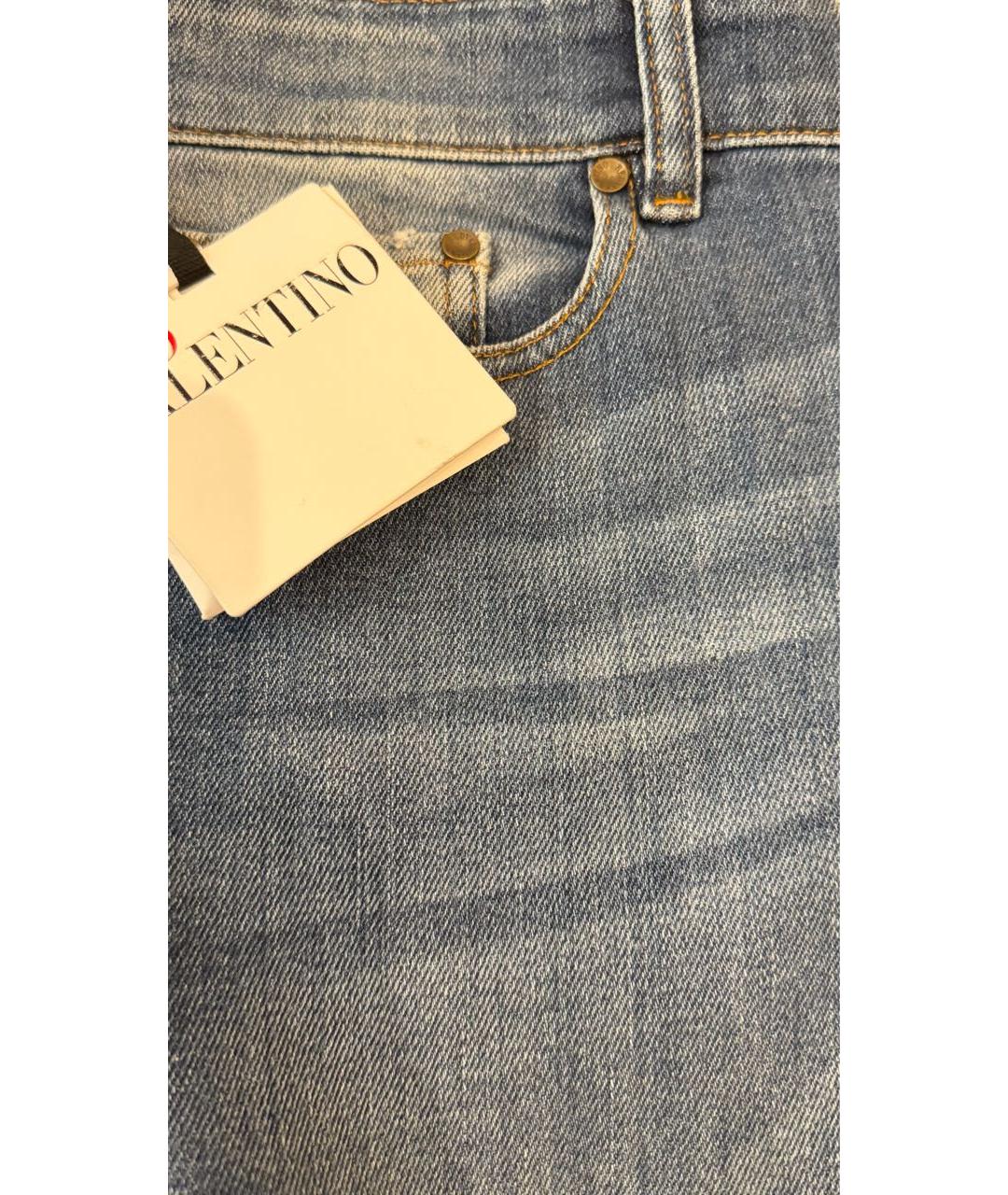 RED VALENTINO Синие хлопко-эластановые джинсы слим, фото 4