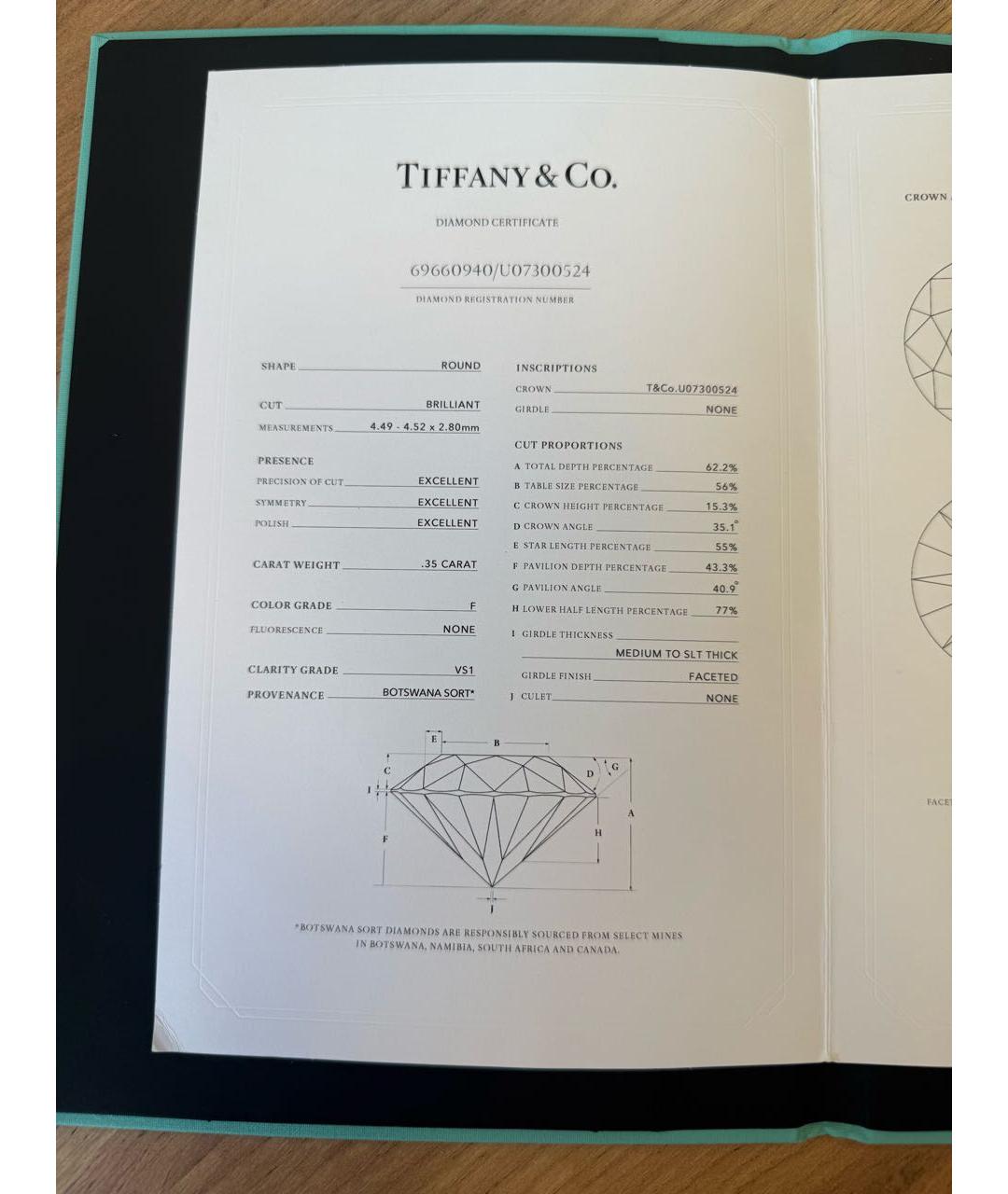 TIFFANY&CO Белое платиновое кольцо, фото 7