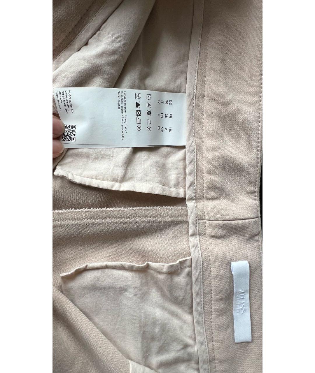 HUGO BOSS Бежевые вискозные прямые брюки, фото 3