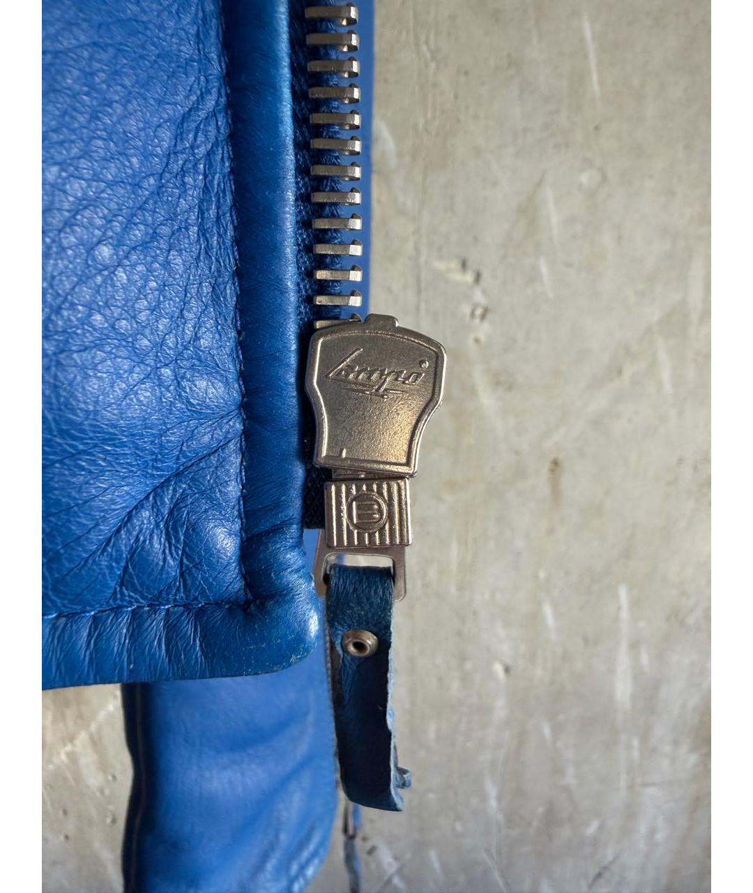 BALENCIAGA Синяя кожаная куртка, фото 5