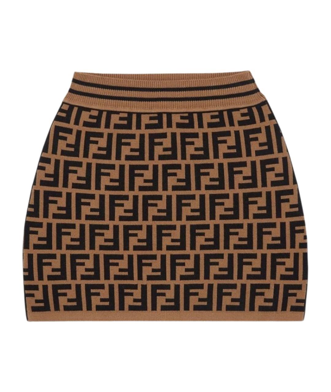 FENDI Коричневая вискозная юбка, фото 1
