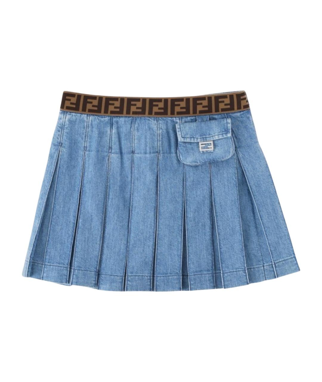 FENDI Синяя хлопковая юбка, фото 1