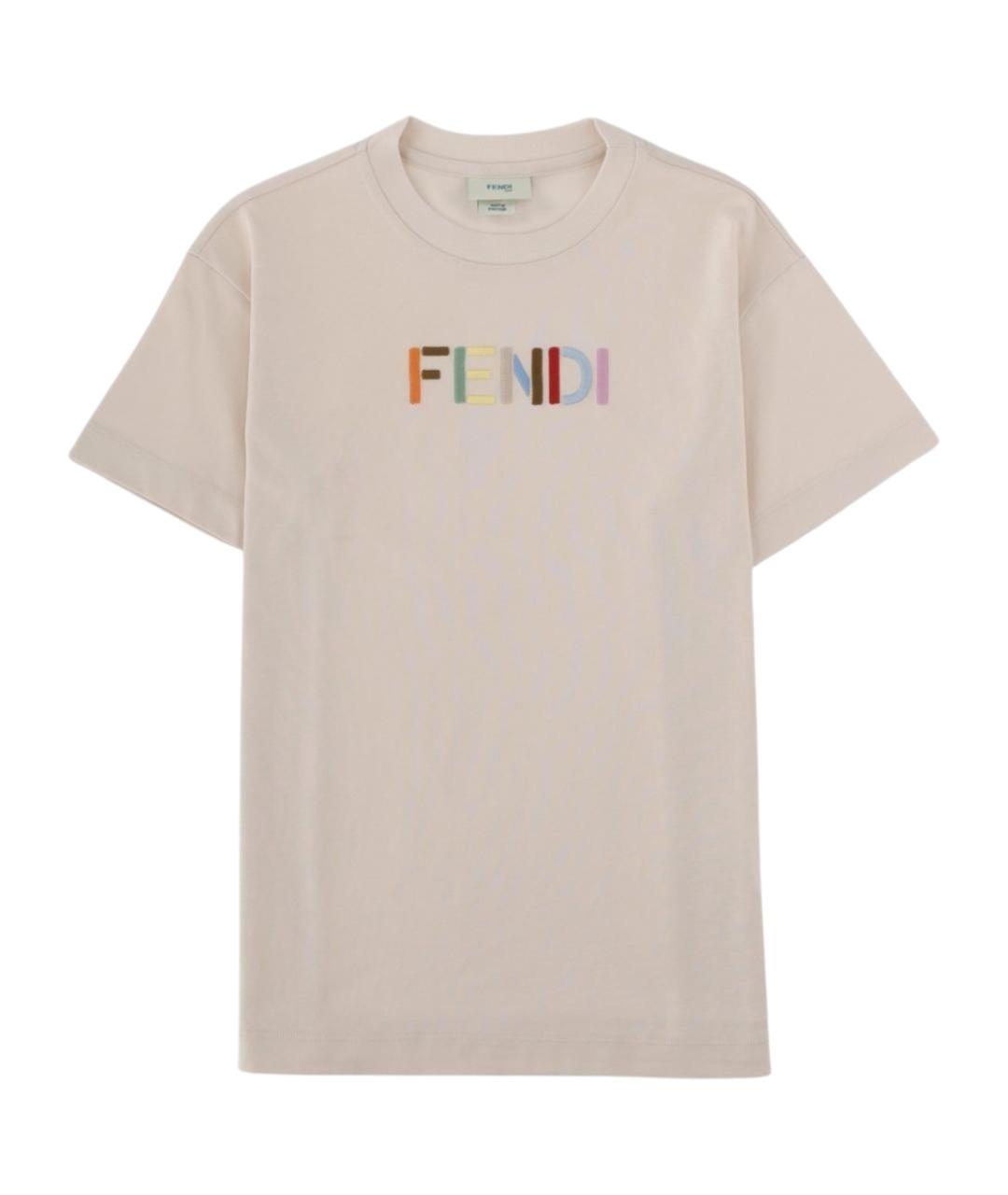 FENDI Бежевый хлопковый детская футболка / топ, фото 1