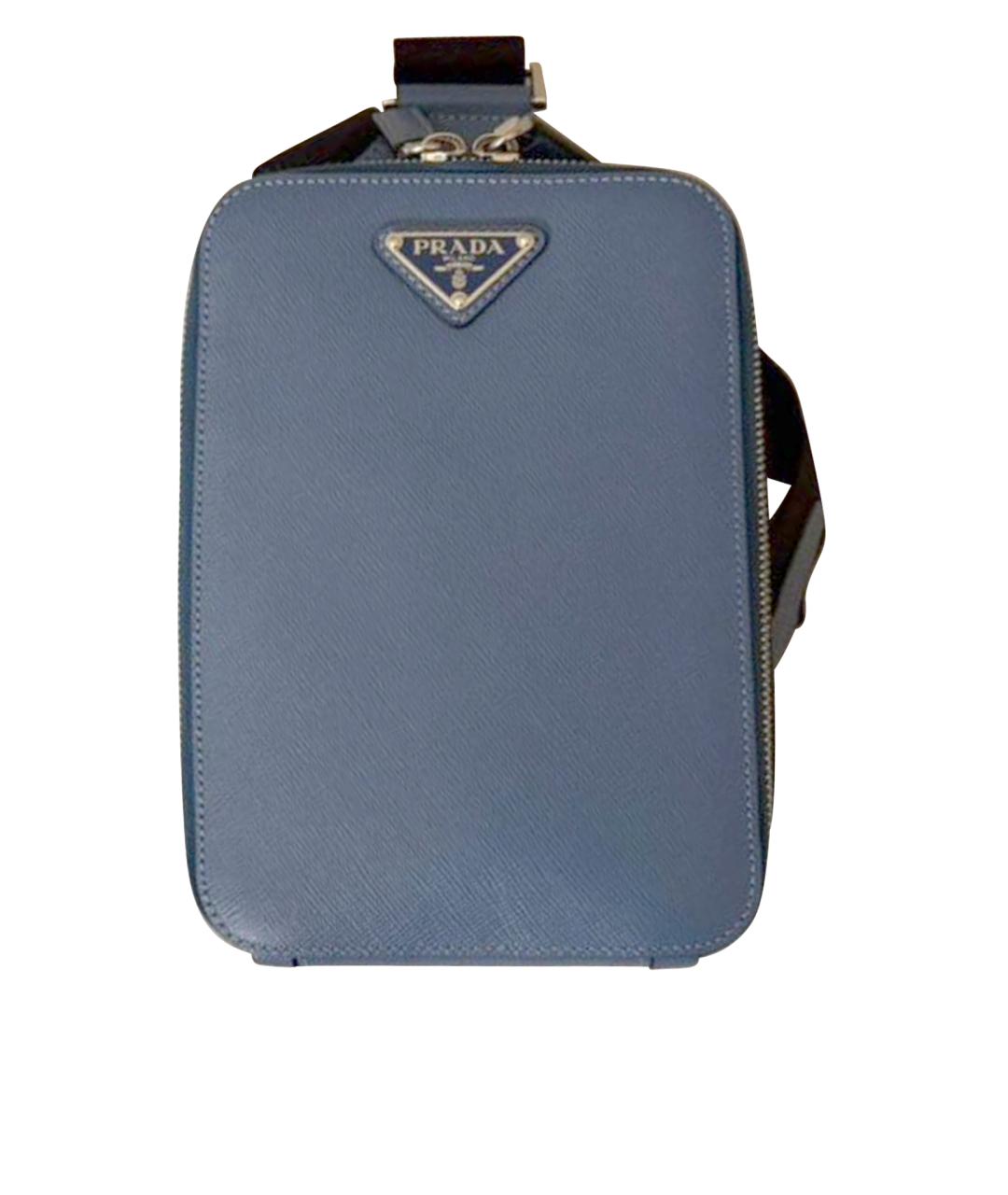 PRADA Синяя кожаная поясная сумка, фото 1