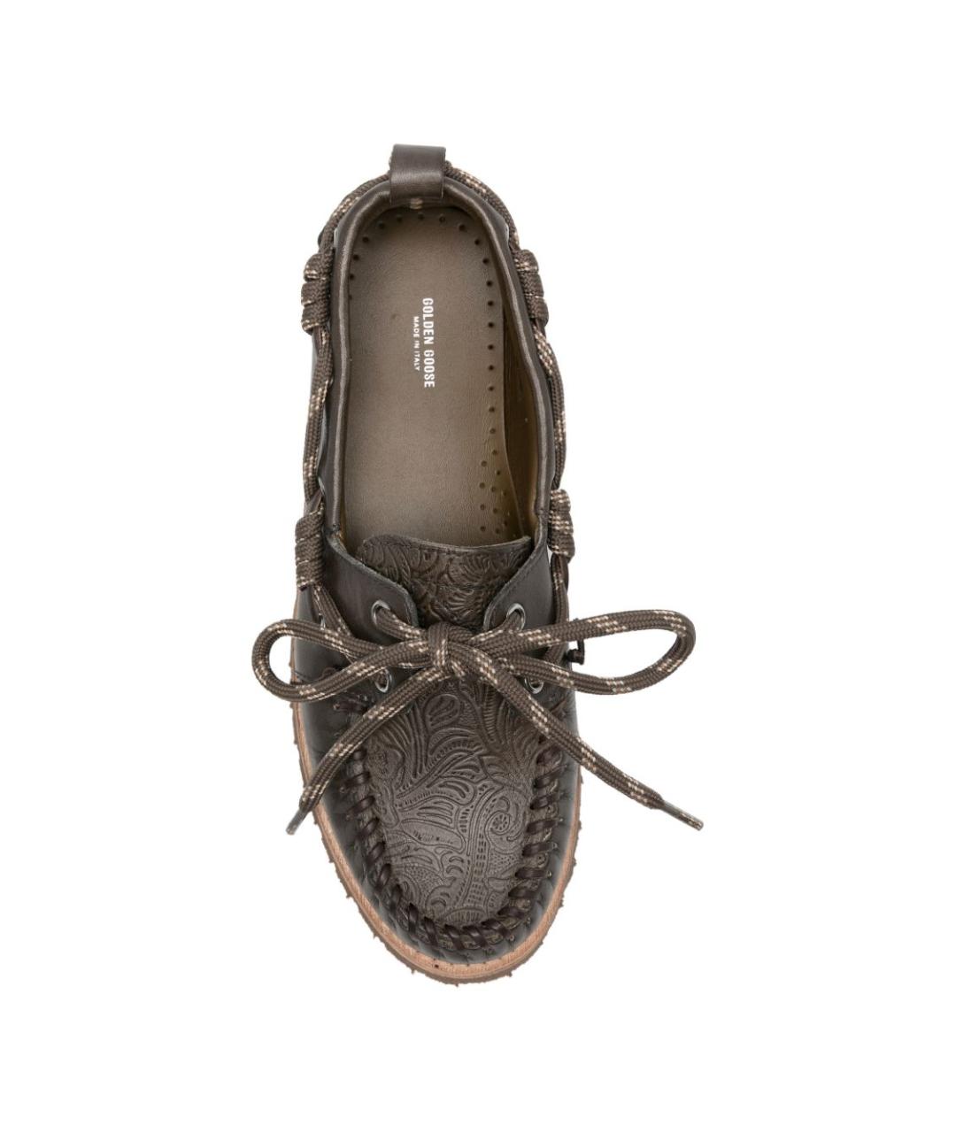 GOLDEN GOOSE Зеленые кожаные лоферы, фото 4