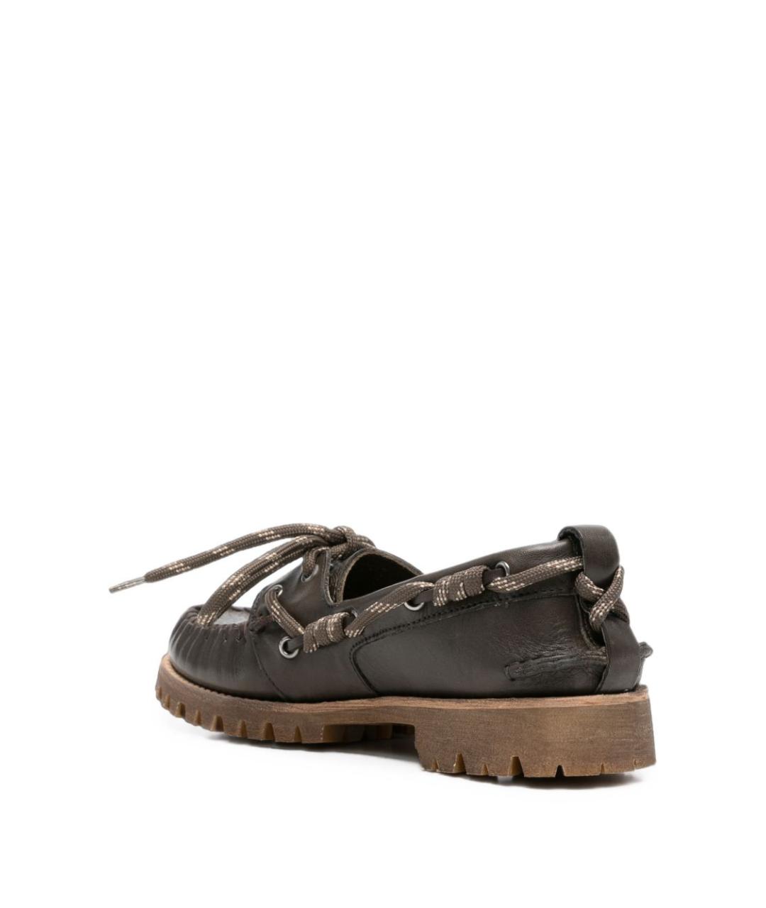 GOLDEN GOOSE Зеленые кожаные лоферы, фото 2