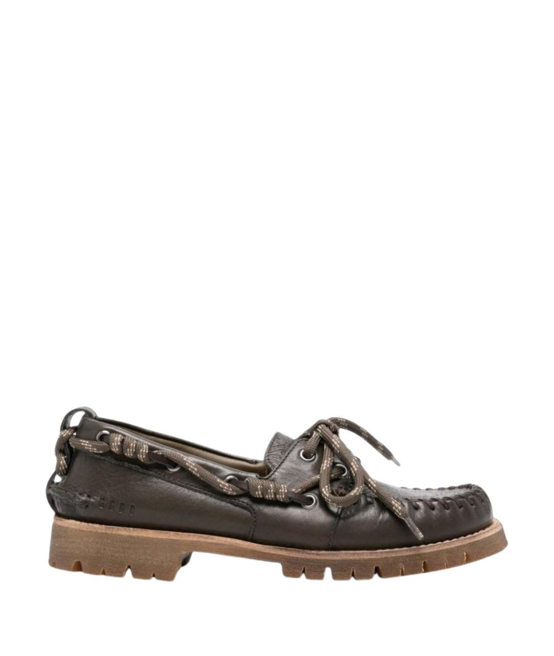 GOLDEN GOOSE Зеленые кожаные лоферы, фото 1