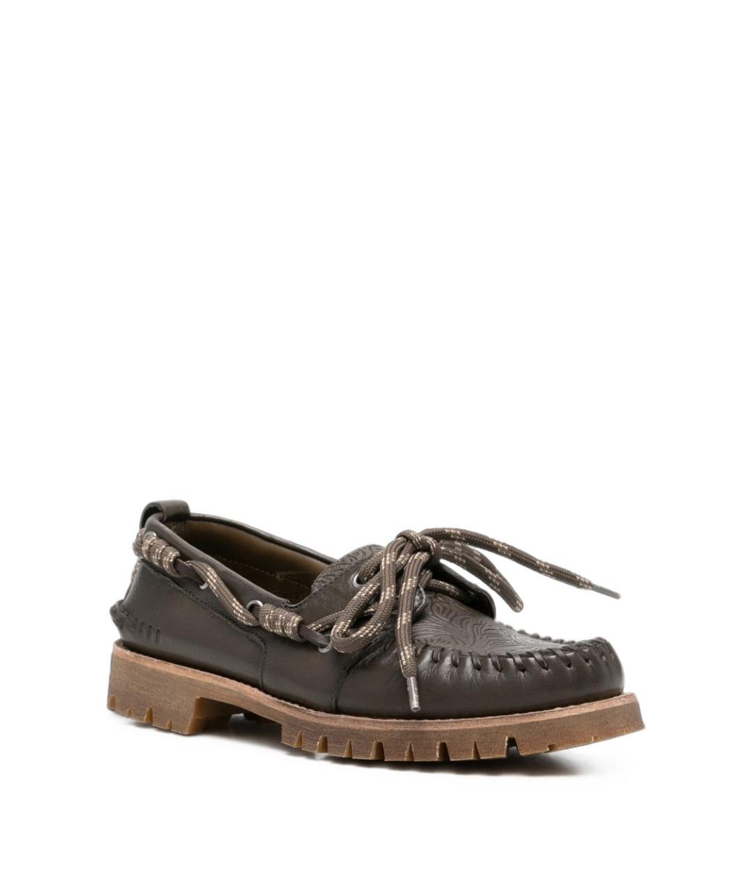 GOLDEN GOOSE Зеленые кожаные лоферы, фото 3