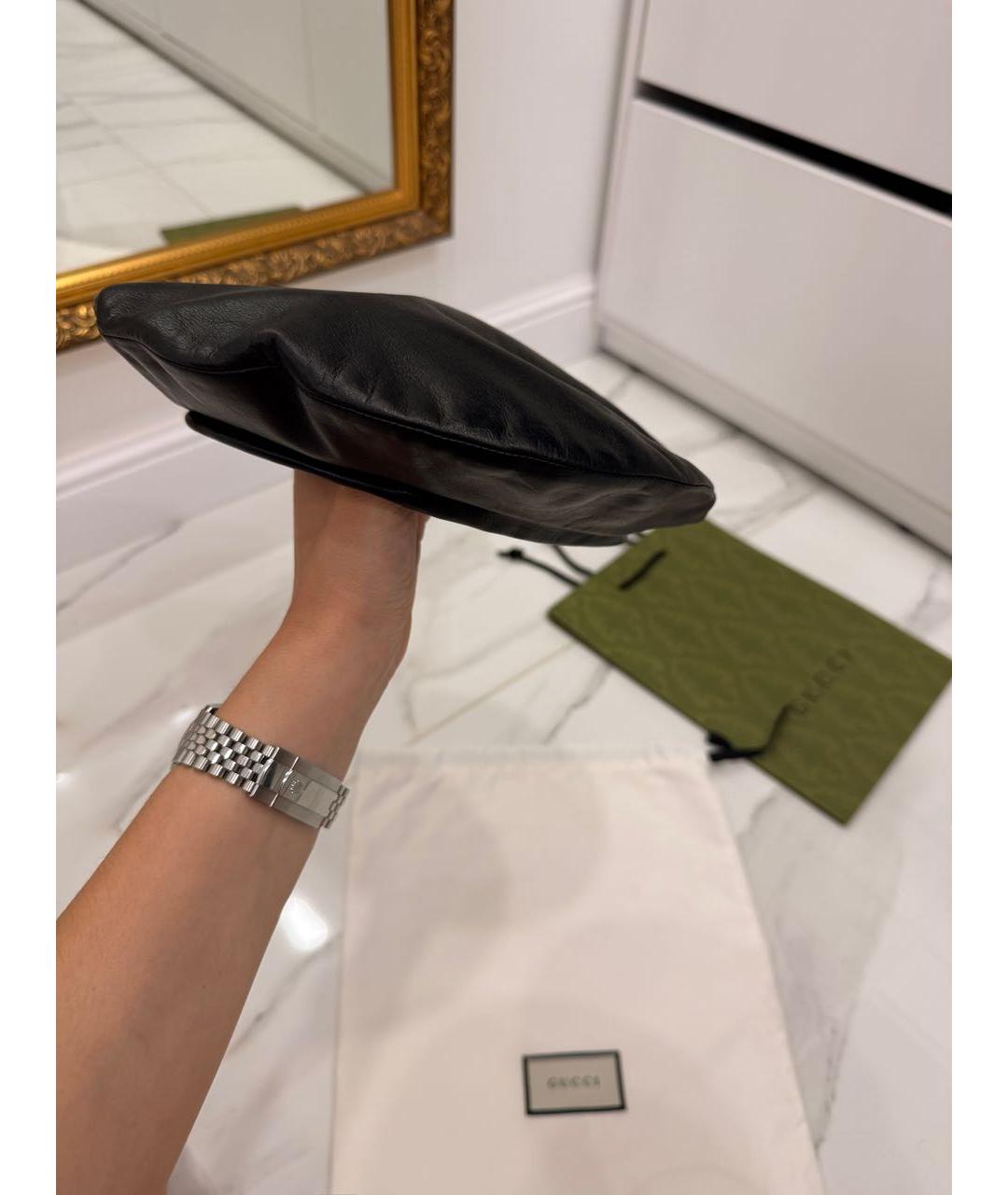 GUCCI Черная кожаная кепка, фото 3