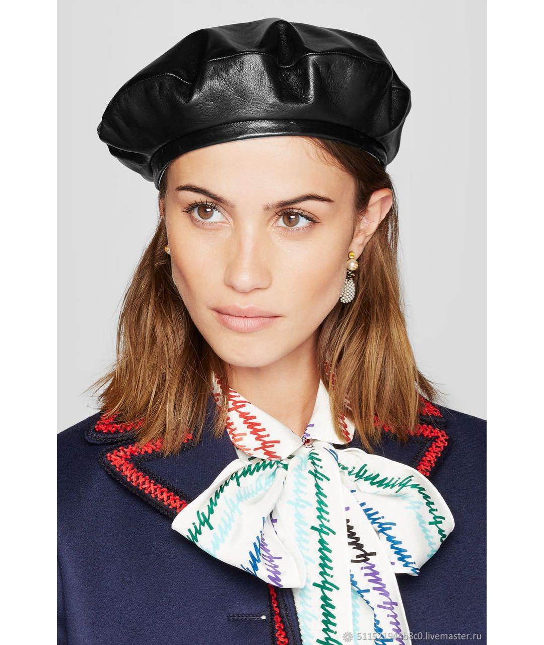 GUCCI Черная кожаная кепка, фото 2