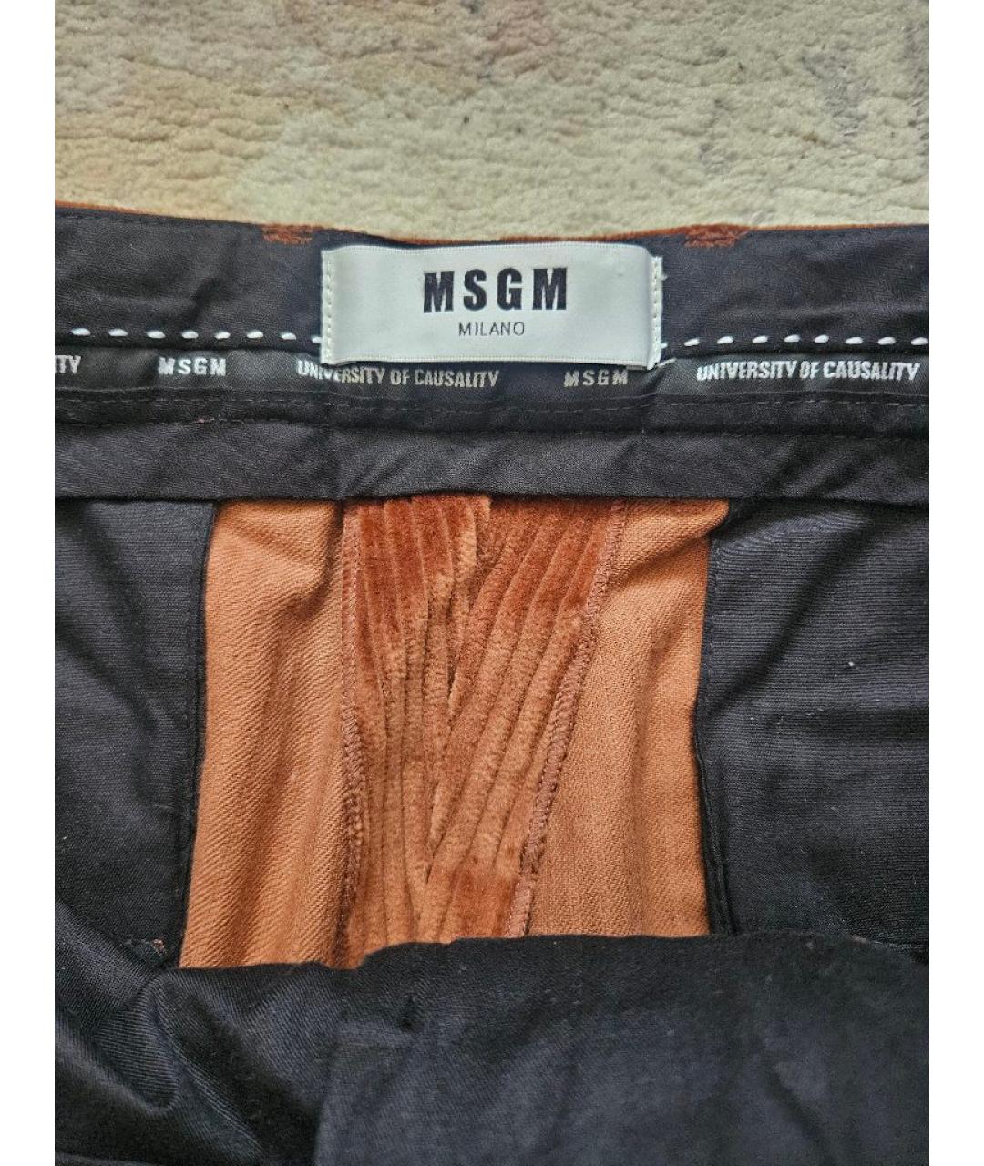 MSGM Коричневые хлопковые повседневные брюки, фото 3