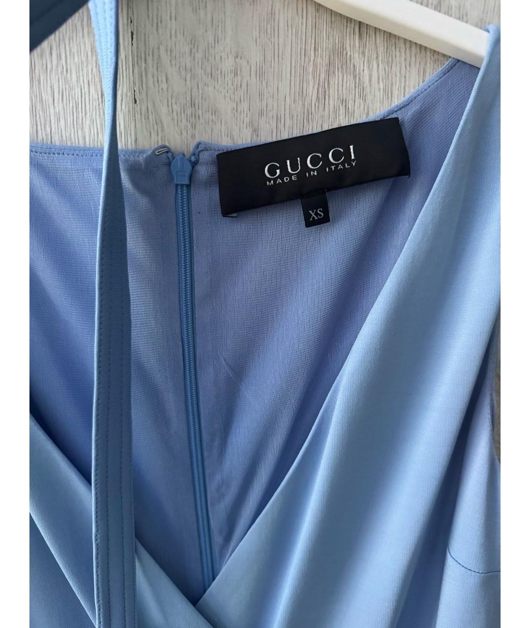 GUCCI Голубое вискозное повседневное платье, фото 3