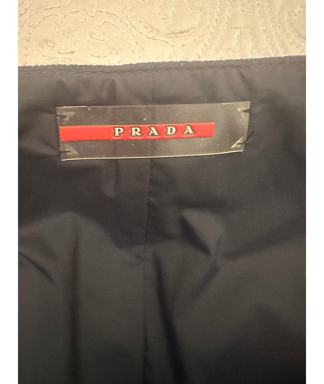 PRADA Темно-синяя шерстяная юбка миди, фото 3