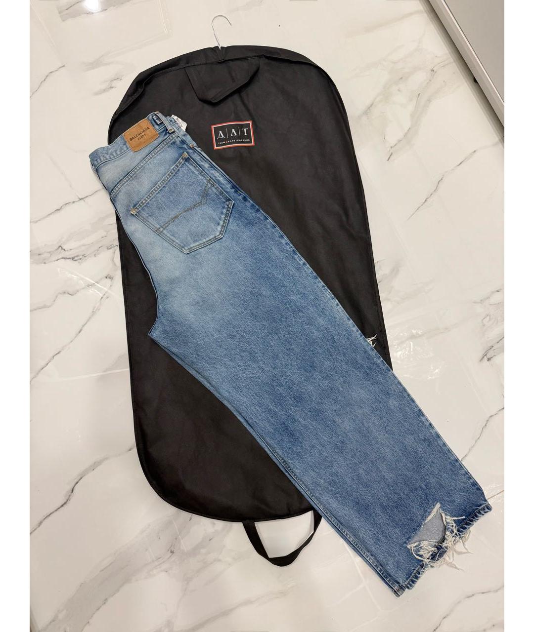 BALENCIAGA Голубые хлопковые прямые джинсы, фото 6
