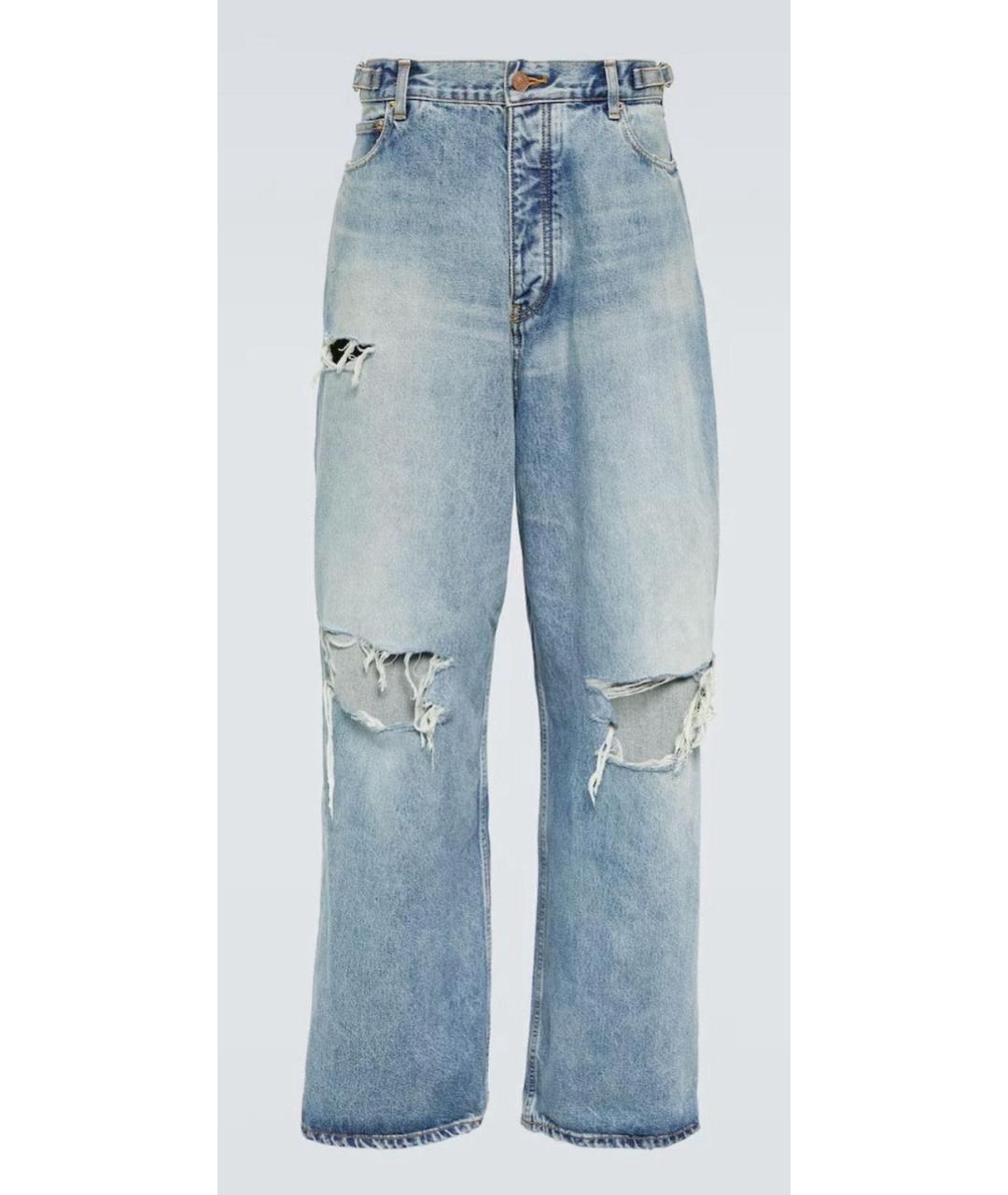BALENCIAGA Голубые хлопковые прямые джинсы, фото 9