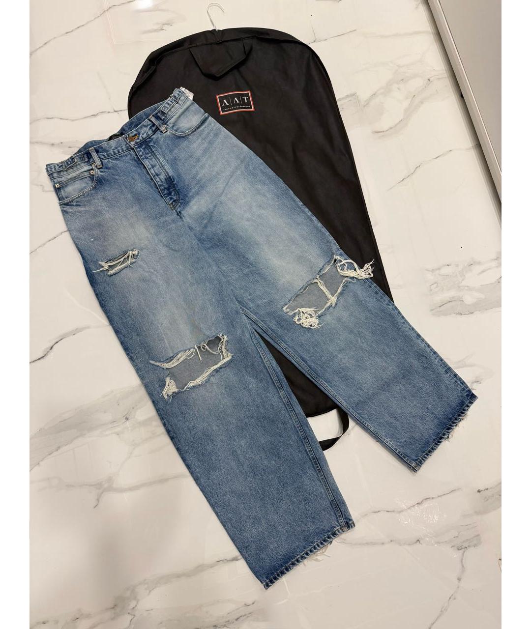 BALENCIAGA Голубые хлопковые прямые джинсы, фото 2