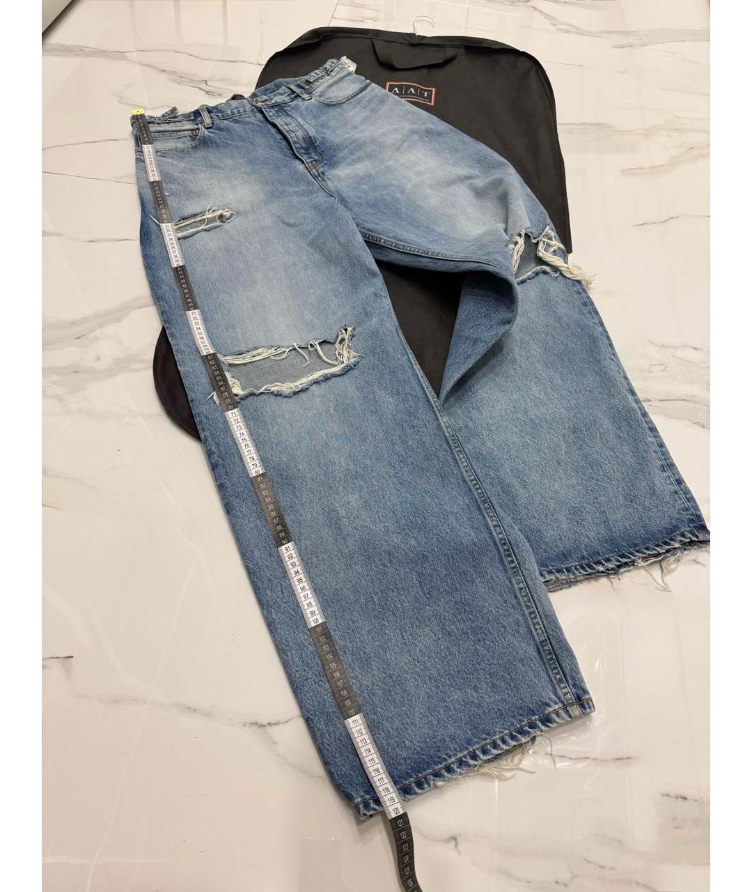 BALENCIAGA Голубые хлопковые прямые джинсы, фото 8