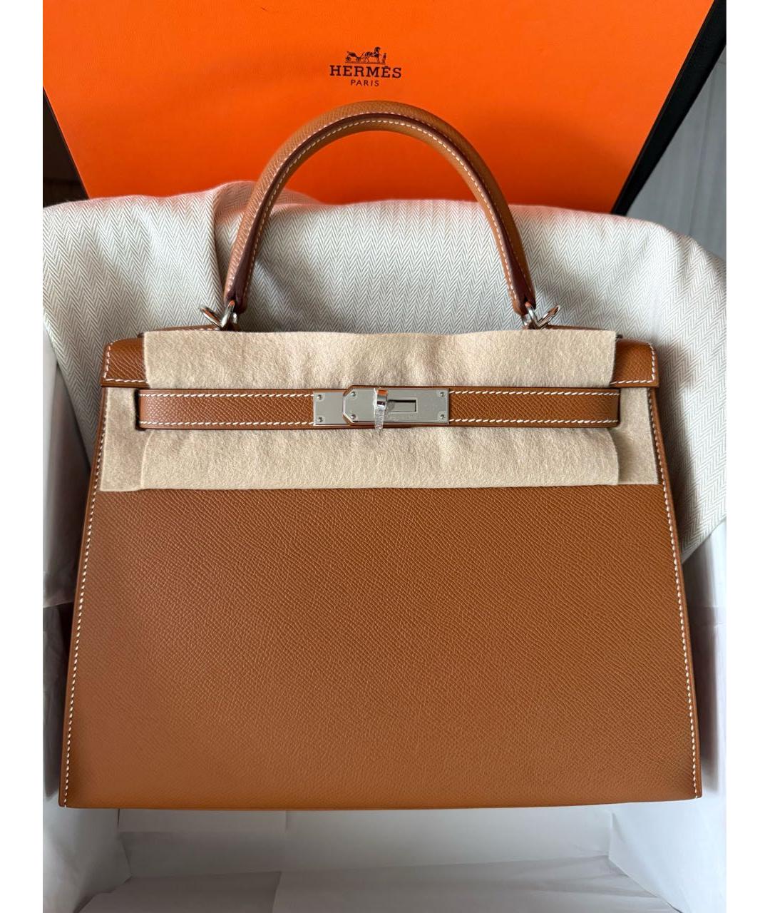HERMES Коричневая кожаная сумка через плечо, фото 2